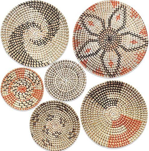 Hanging Woven Wall Basket Decor Set of 6 | Seagrass Baskets Wall Decor | Perfect For Natural Boho... | Amazon (US)