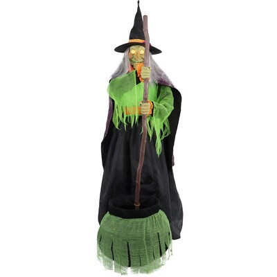 Haunted Hill Farm 6-ft Freestanding Motion Activated Talking Lighted Rosie Witch Animatronic | Lowe's