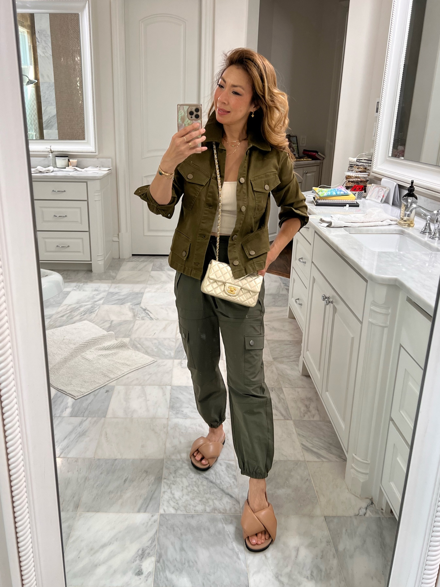 Easy cabi travel outfit 💚 size XS jacket & XXS pants 

#LTKunder100 #LTKtravel #LTKover40