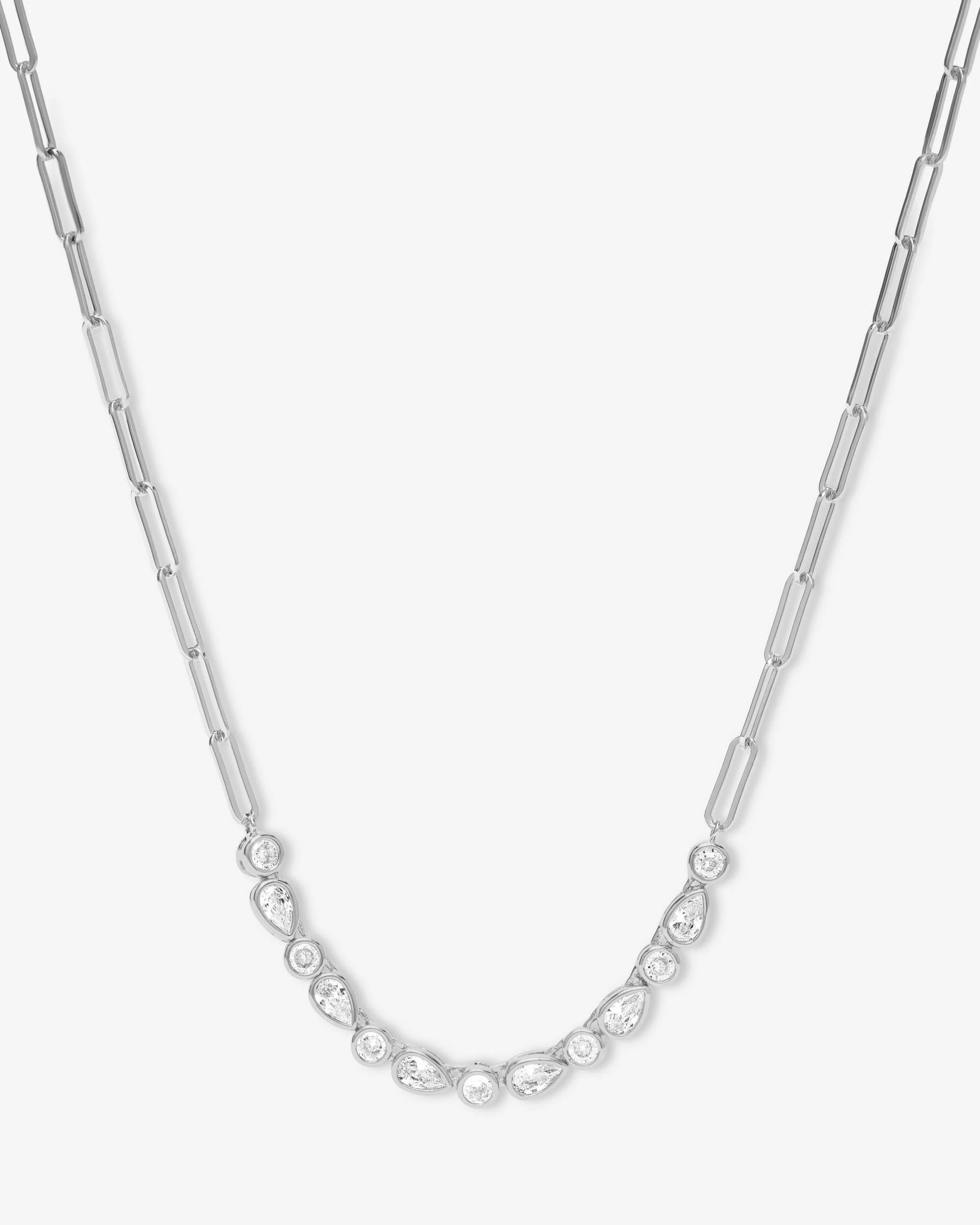 Isla Samantha Tennis Necklace - Silver|White Diamondettes | Melinda Maria Jewelry
