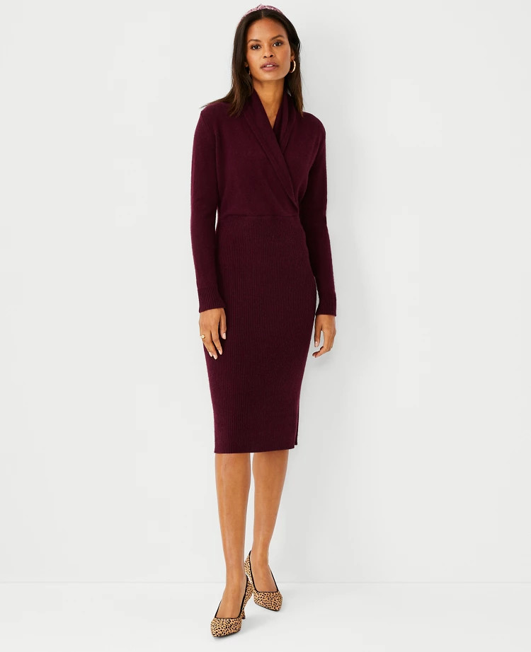 Cashmere Wrap Sweater Dress | Ann Taylor (US)