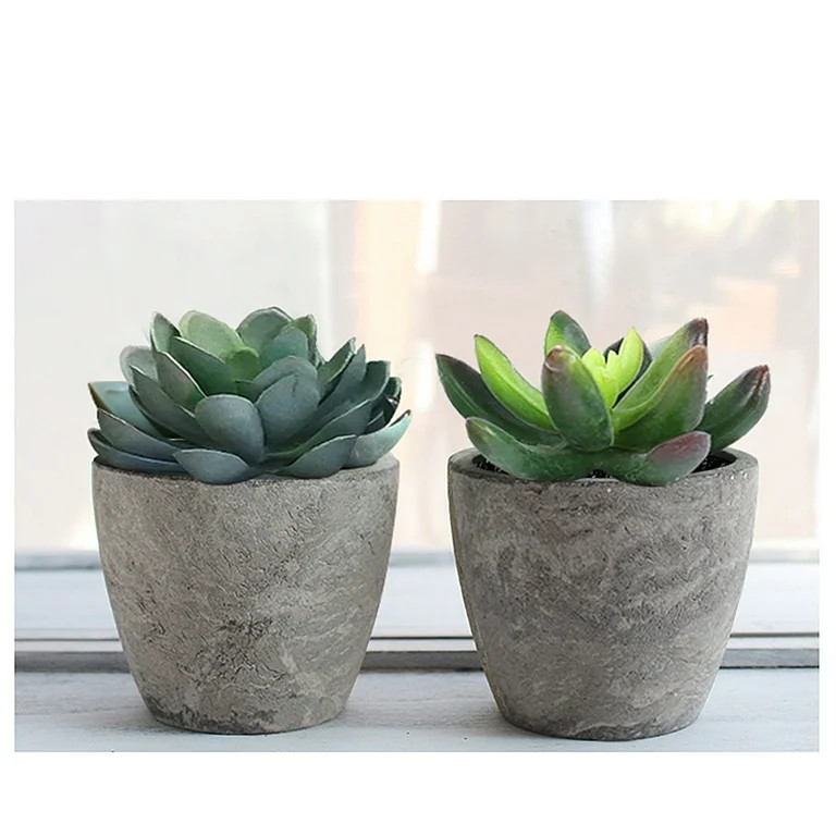 Arttoreal 5Pcs Artificial Succulent Plants,Fake Succulent Plants with Gray Pots for Home Decor | Walmart (US)