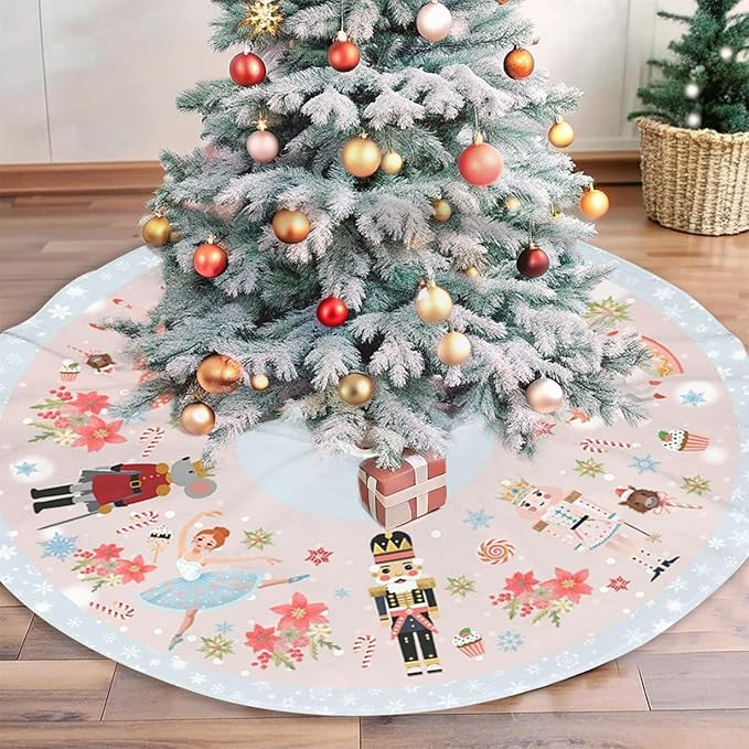 Nutcracker Sweets 48" Christmas Tree Skirt, Large Tree Mat Base Cover for Xmas Festive Holiday Pa... | Amazon (US)