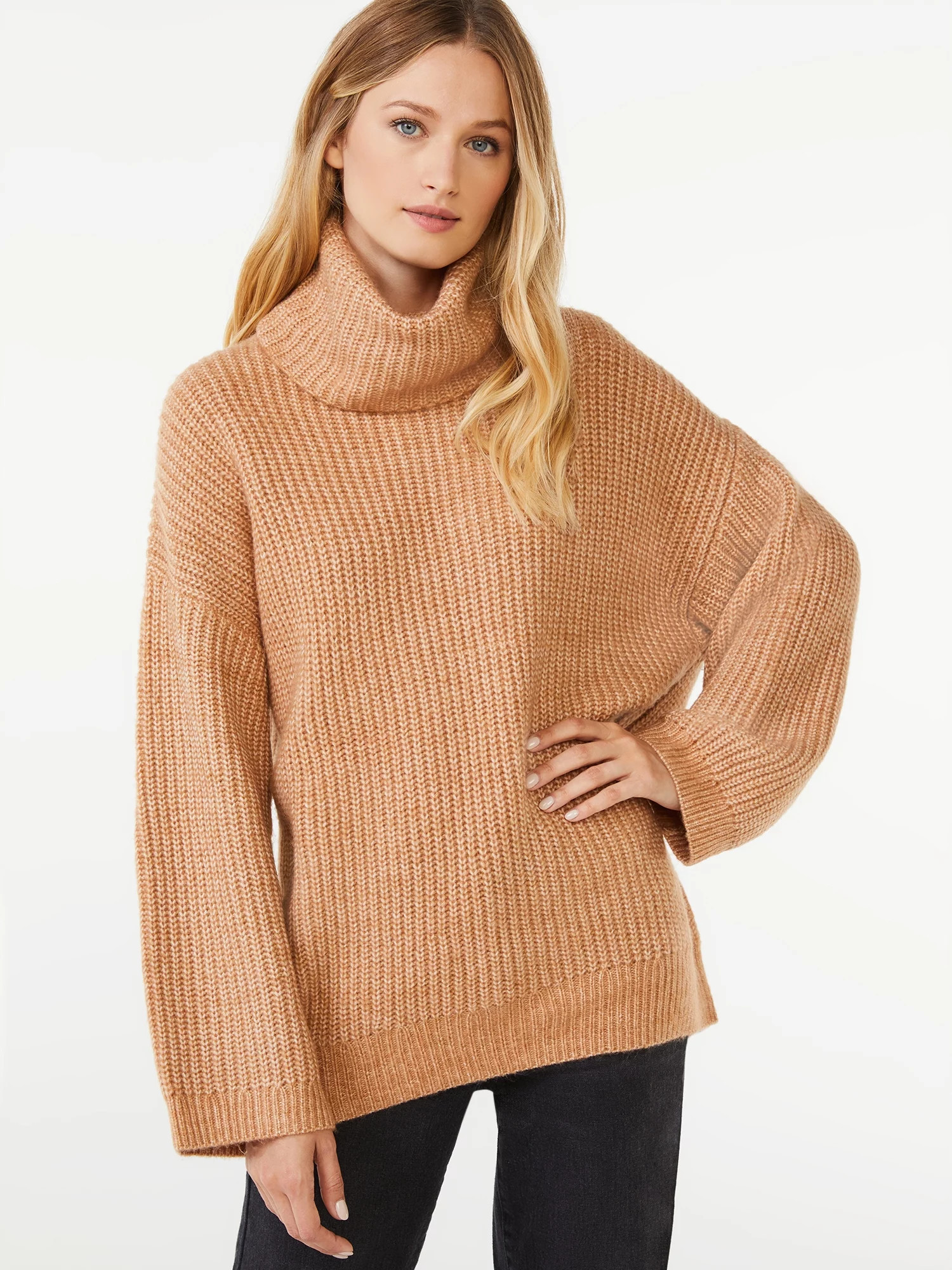 Scoop Women's Cozy Tunic Turtleneck Sweater - Walmart.com | Walmart (US)
