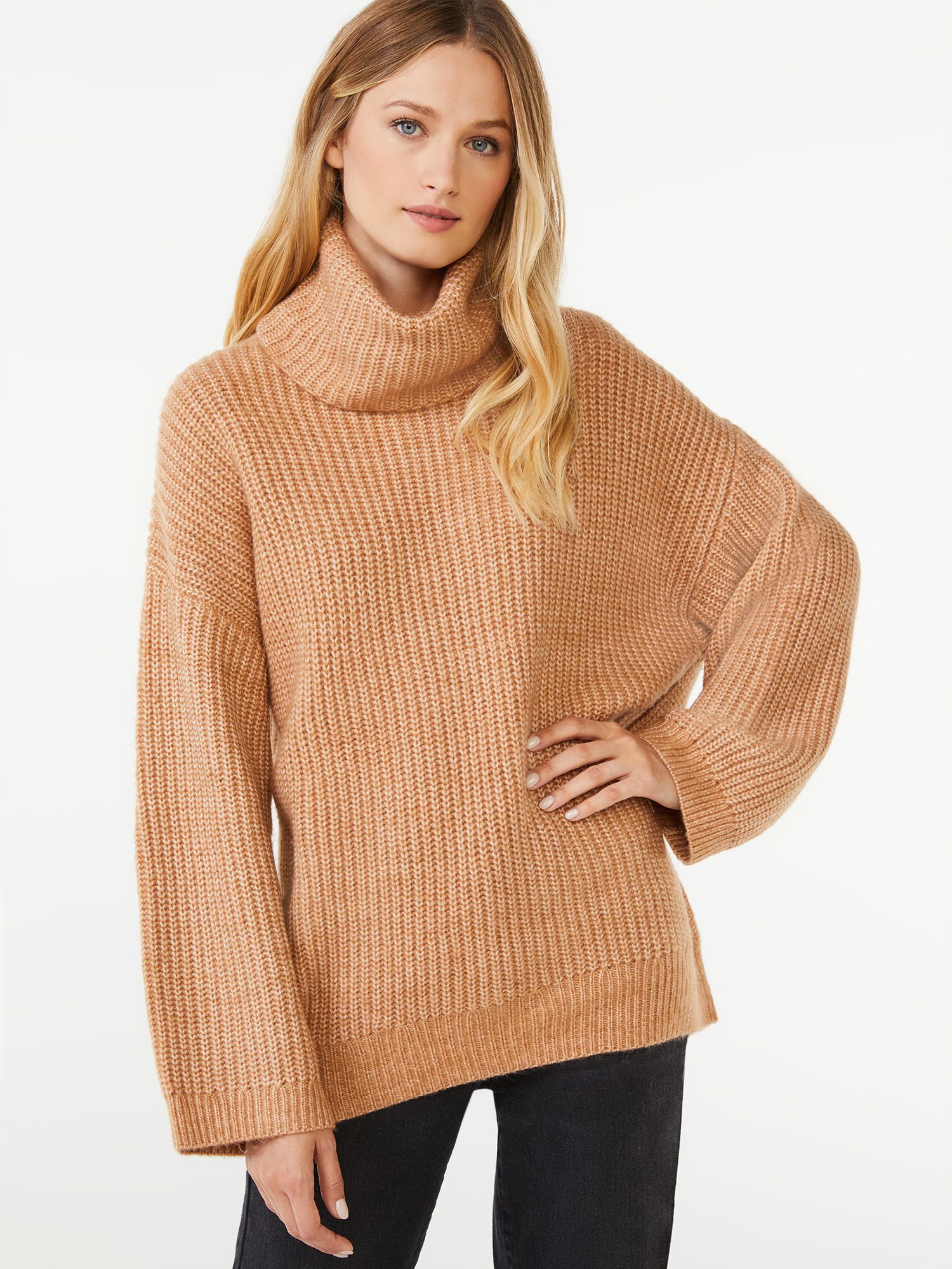 Scoop Women's Cozy Tunic Turtleneck Sweater - Walmart.com | Walmart (US)