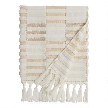 Tan And Ivory Striped Sculpted Sloan Bath Towel | World Market