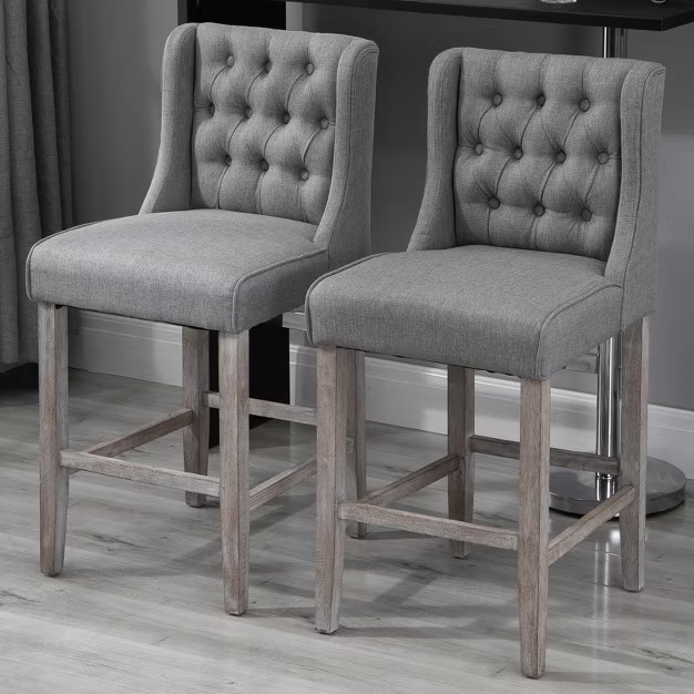 HOMCOM 40" Counter Height Barstools Tufted Wingback  Armless Dining Chair, Set of 2 | Target