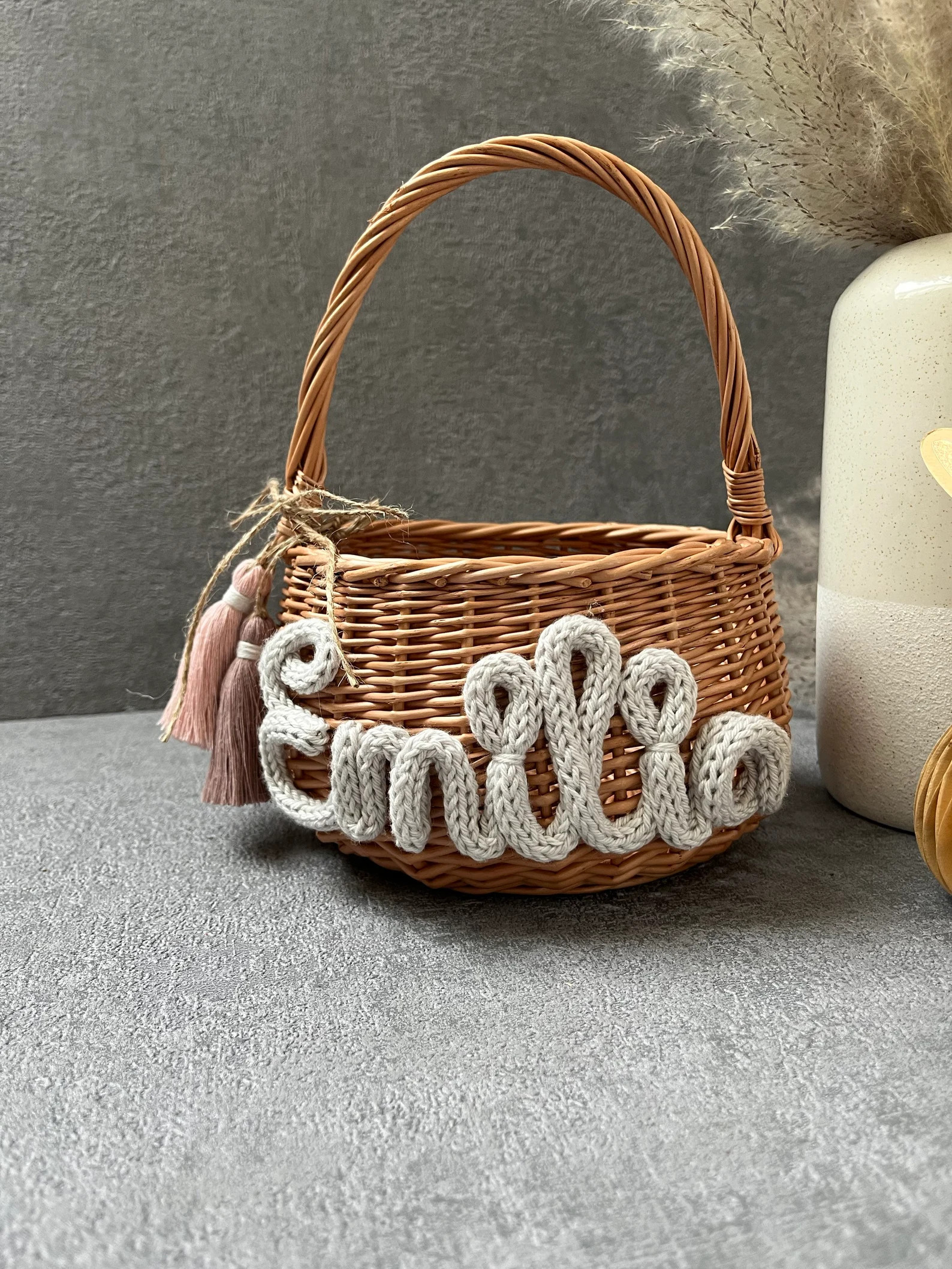 Easter Basket Personalized Easter Basket Flower Girl Basket Grocery Store Basket Lettering Made o... | Etsy (US)