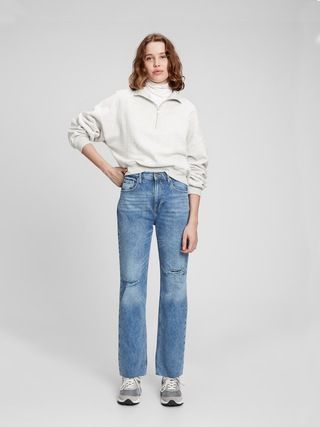 High Rise Distressed &#x27;90s Loose Jeans with Washwell | Gap Factory
