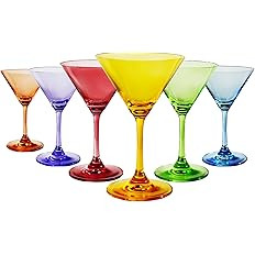 Large Martini Glasses Elegant Colors | Set of 6 | 8oz | Crystal Martini Glass - Premium Hand-Blow... | Amazon (US)