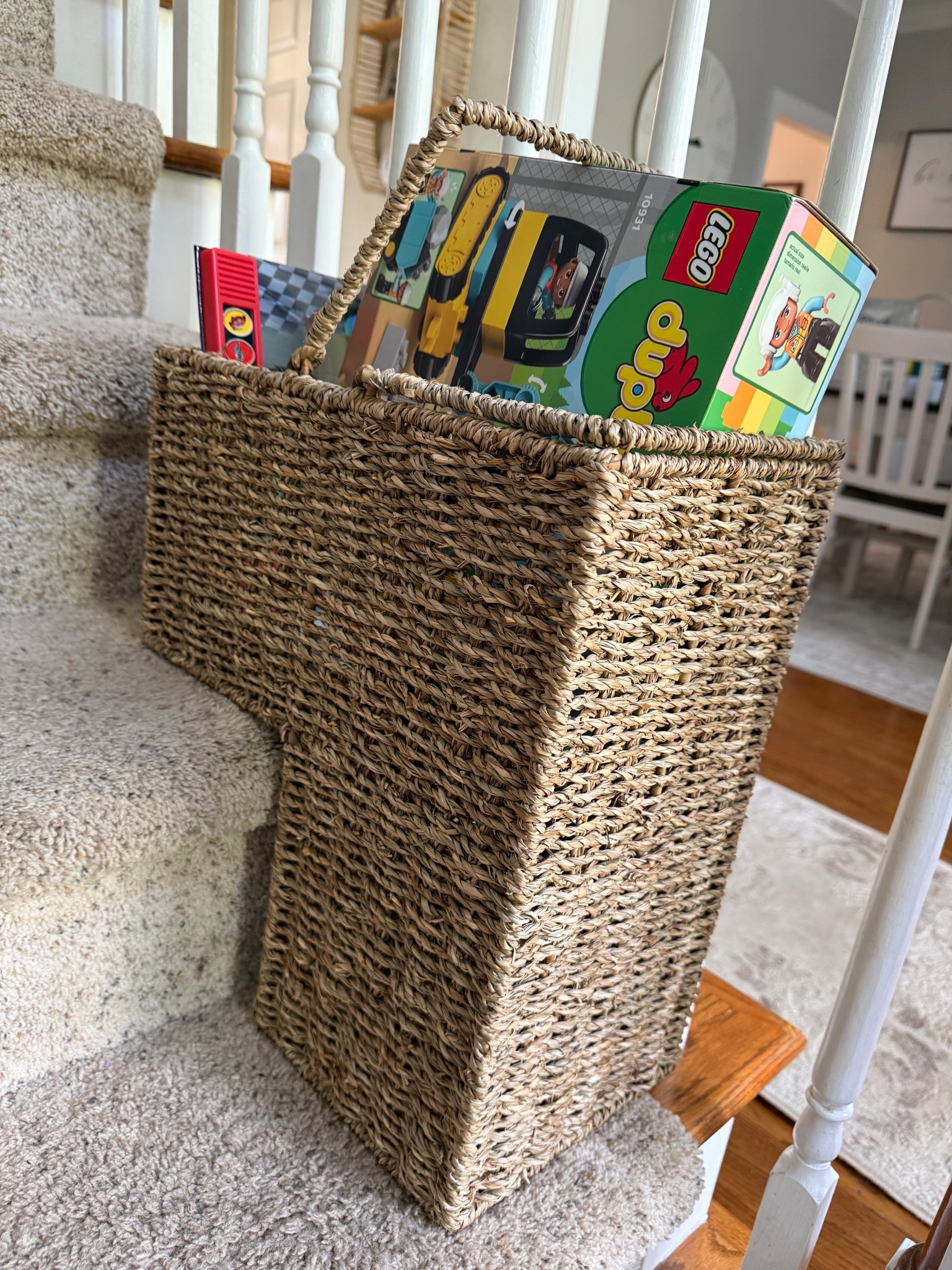 Guys. I am the queen of putting stuff on the stairs and hoping no one wipes out 😅
Finally found a cute, simple way to keep it all in one spot until it actually makes it upstairs. This stair basket has a little handle so you can carry things up and down, and it doesn’t make the stairs look like a dumping ground. Honestly I should’ve grabbed this forever ago.

#LTKFindsUnder50 #LTKHome #LTKFamily
