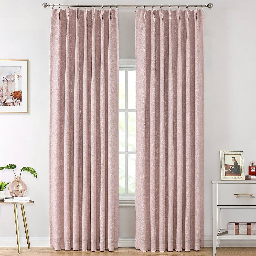 Vision Home Pink Full Blackout Curtains Pinch Pleated Room Darkening Window Panels 84 inch for Gi... | Amazon (US)