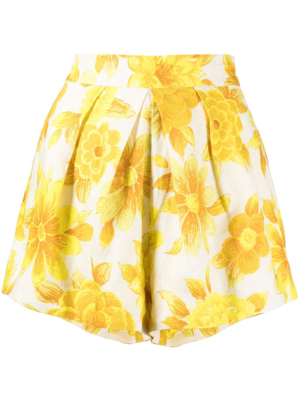 ALEMAIS Sonny floral-print linen shorts - Yellow | Farfetch Global