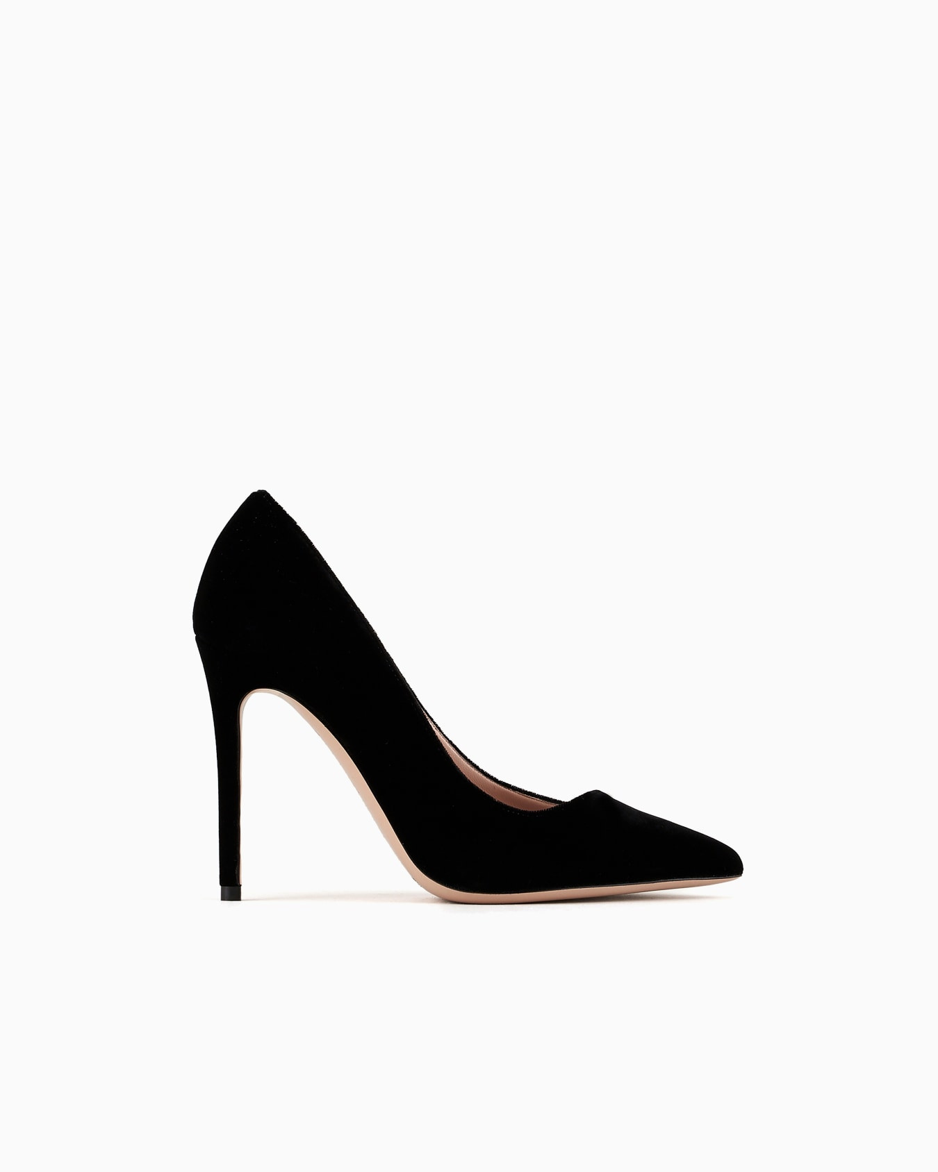 Velvet court shoes with an asymmetric top line | Armani US