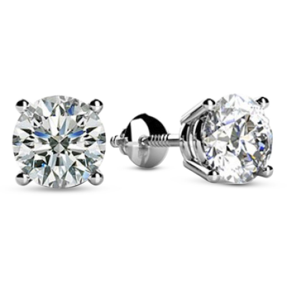 1 to 8 Carat 14K White Gold IGI Certified LAB-GROWN Round Cut Diamond Earrings 4 Prong Screw Back... | Amazon (US)