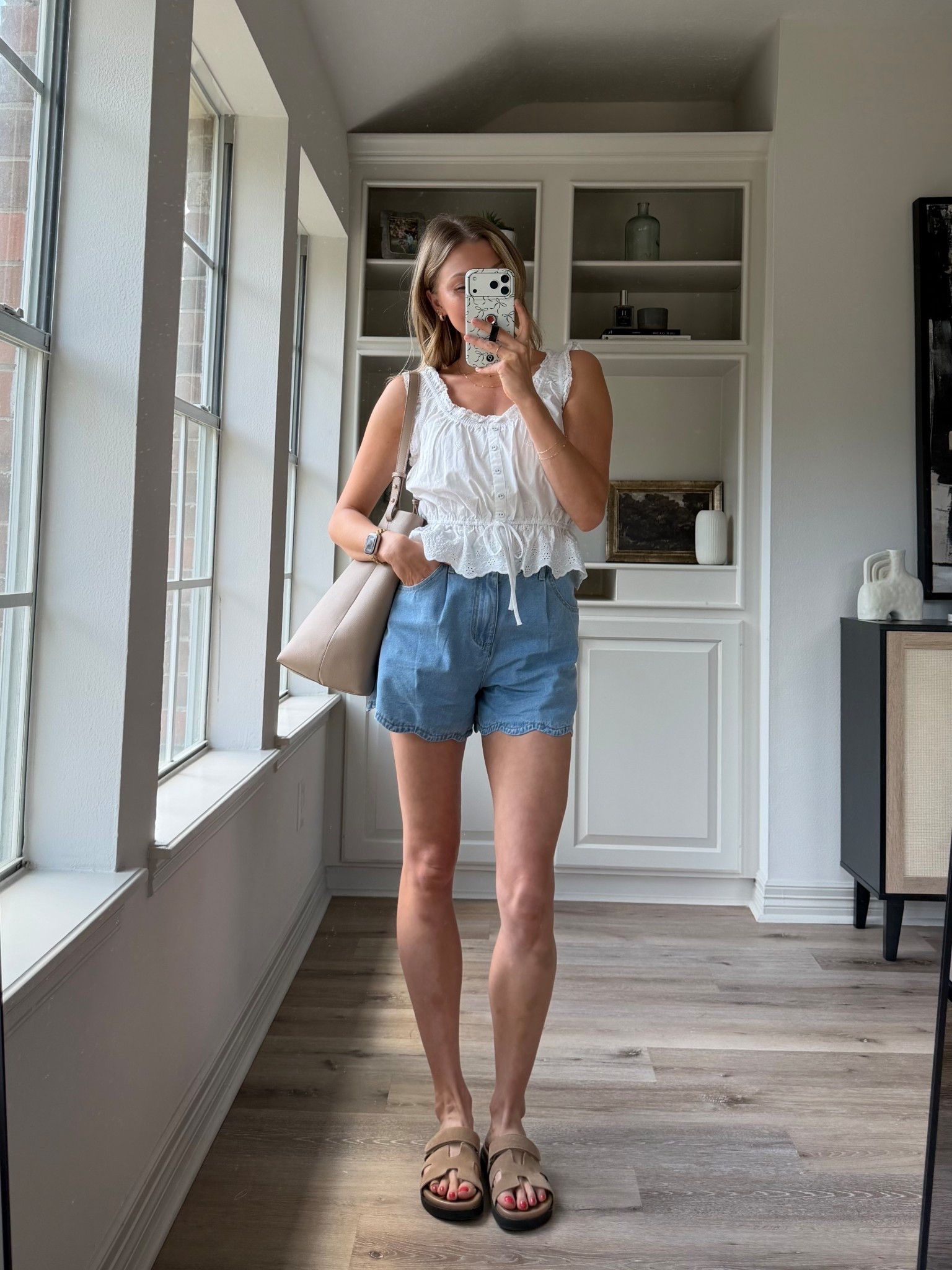 Nursing friendly mom outfit - S in tank and 4 in jean shorts! 

#LTKmomlife #LTKootd