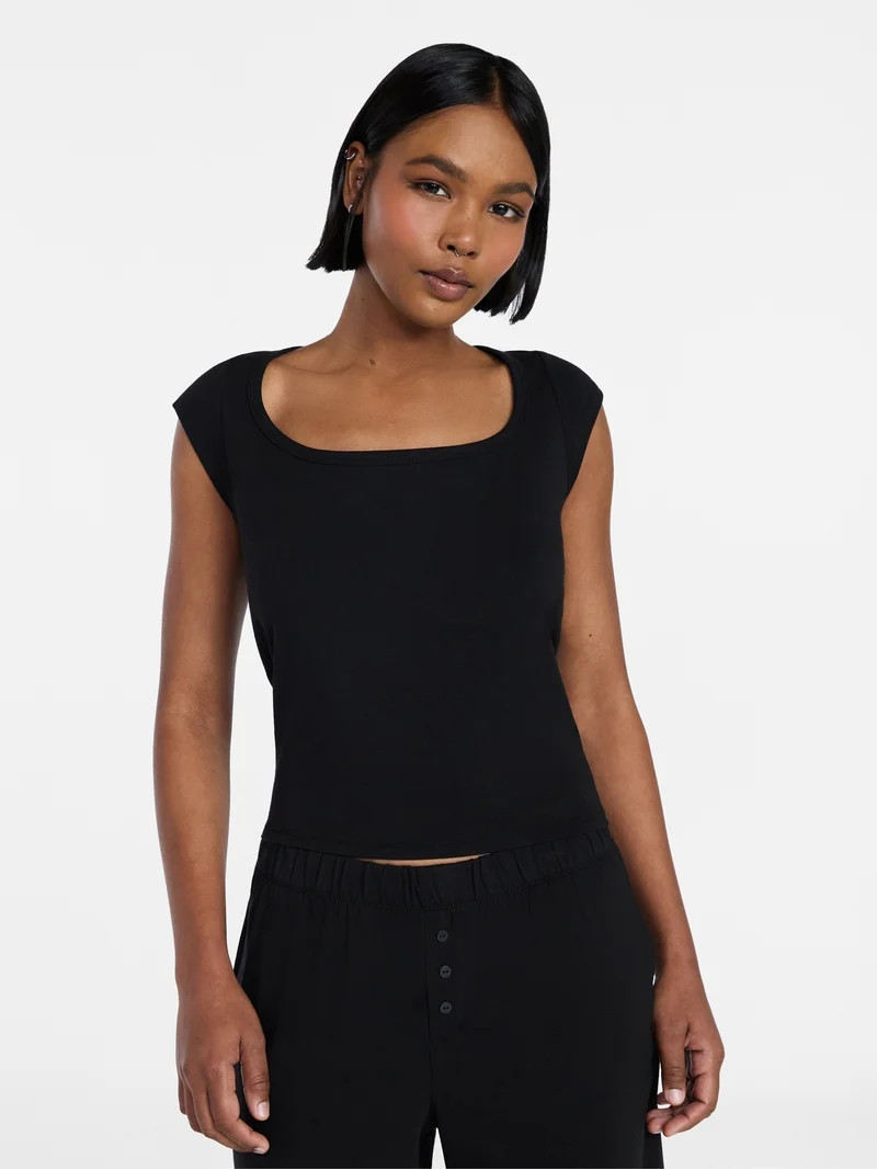 No Boundaries Cloud Core Sleep Scoop Neck Tee, Women's Sizes XXS-3X | Walmart (US)