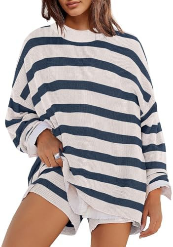 Panadila Womens Striped Sweater Set Oversized Lounge Sets Matching Pajamas Long Sleeve Sweater To... | Amazon (US)