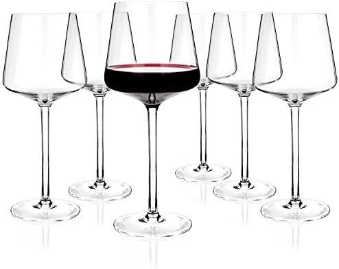 Luxbe - Crystal Wine Glasses Set 6, Red White Wine Large Glasses - 100% Lead-Free Glass - Pinot N... | Amazon (US)