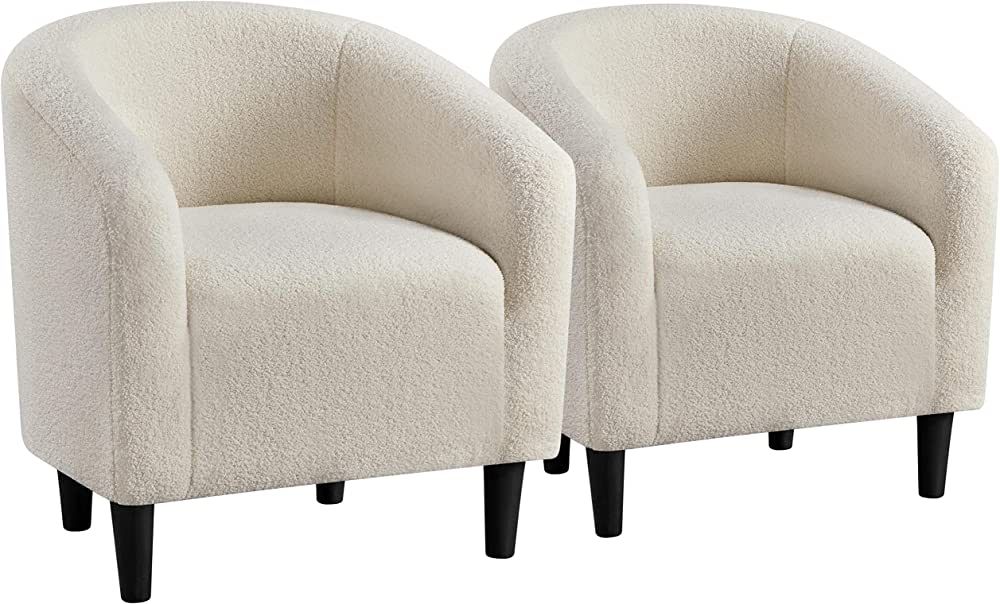 Yaheetech Barrel Chairs, Furry Accent Chairs, Sherpa Cozy Modern Chairs with Soft Padded Armrest,... | Amazon (US)