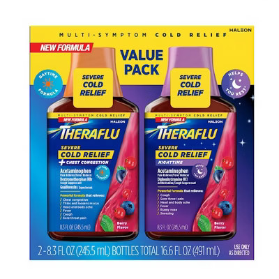 Theraflu Multi-Symptom Severe Cold Relief Day & Night Liquid - Berry - 16.6 fl oz | Target