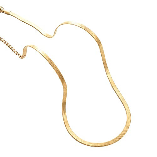 YANODA Herringbone Necklace for Women,14K Gold Necklaces Dainty Layered Necklace for Women Thin Gold Snake Chain Necklaces Jewelry | Amazon (US)