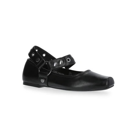 Scoop Women's Faux Leather Moto Maryjane Flats | Walmart (US)