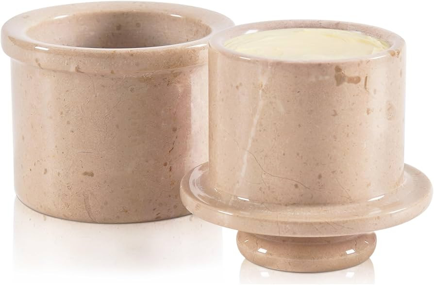 Marble French Butter Crock With Lid For Countertop, 4.25 Inch Handmade Verona Butter Dish, Butter... | Amazon (US)