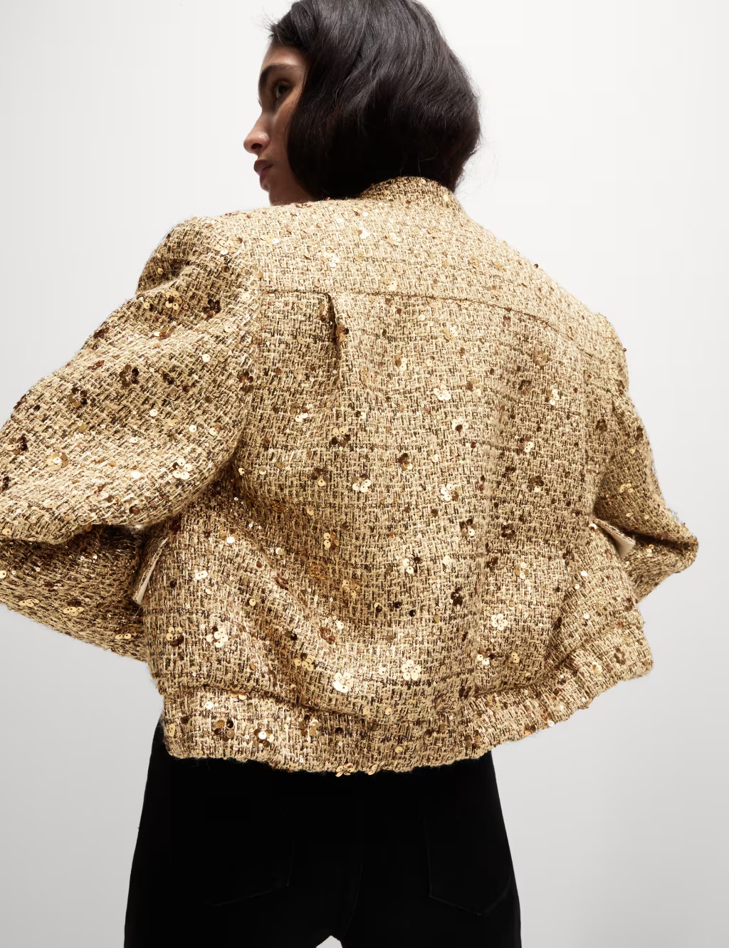 Tweed Sequin Cropped Jacket | Marks & Spencer (UK)