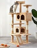 FCNEHLM 53" Cat Tree, Modern Cat Tree with 2 Plush Rooms and Sisal Cat Climbing Column, Pet Playhous | Amazon (US)