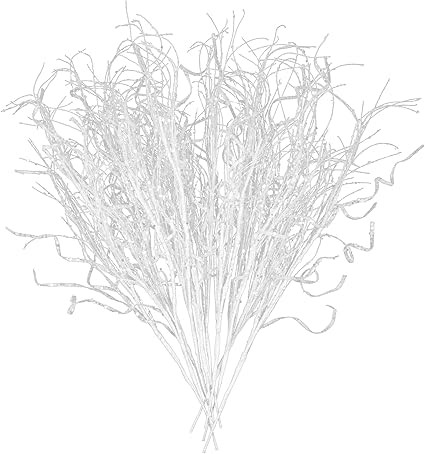 KI Store Glitter Curly Christmas Spray Set of 12 White Wispy Willow Christmas Picks for Christmas... | Amazon (US)