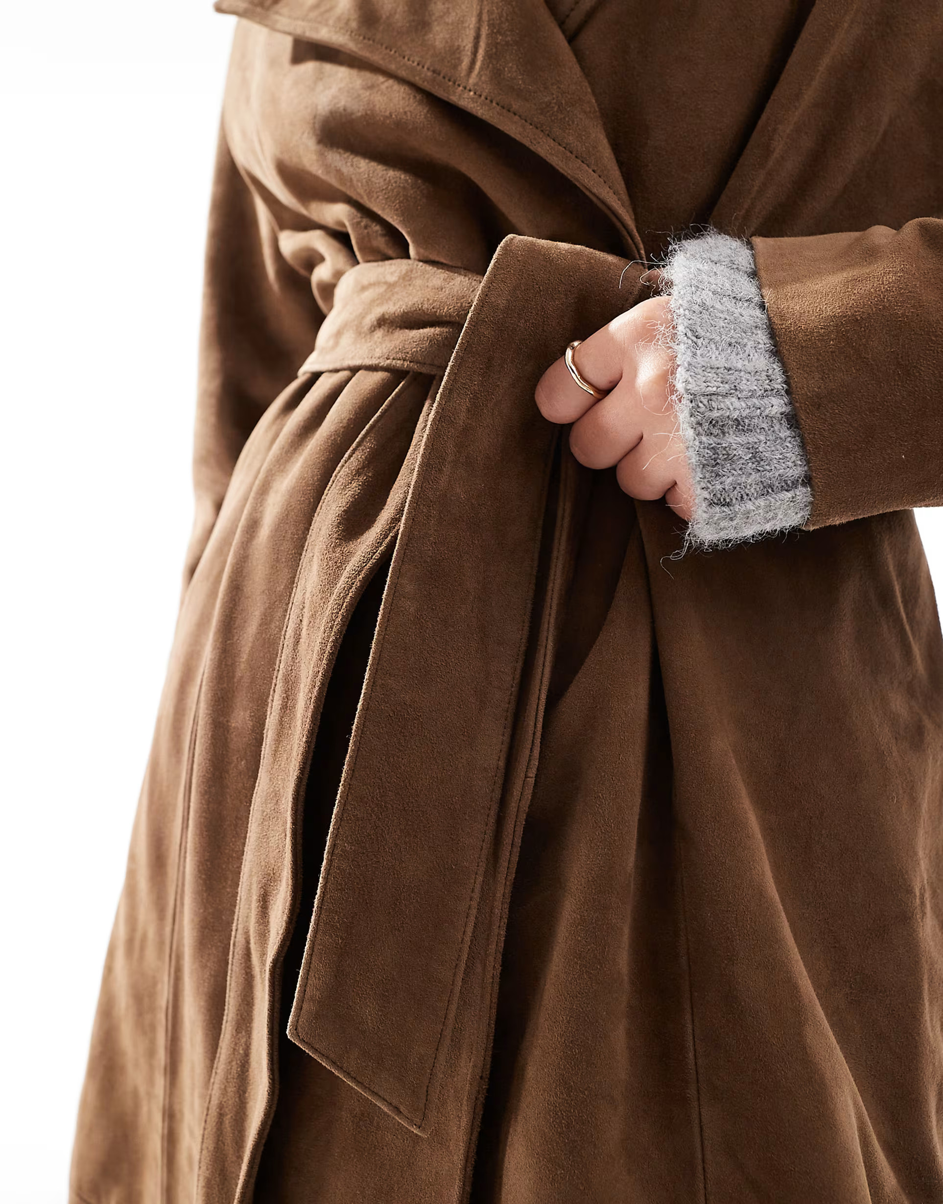 ASOS DESIGN premium suede trench coat in tan | ASOS | ASOS (Global)