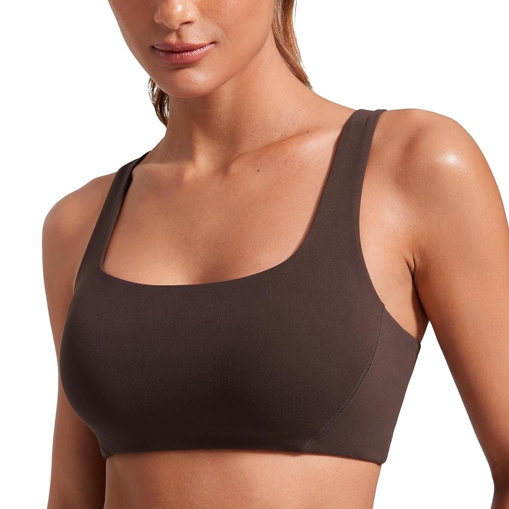 CRZ YOGA Butterlift Double Lined Square Neck Sports Bras for Women - Wireless V-Shaped Racerback ... | Amazon (US)