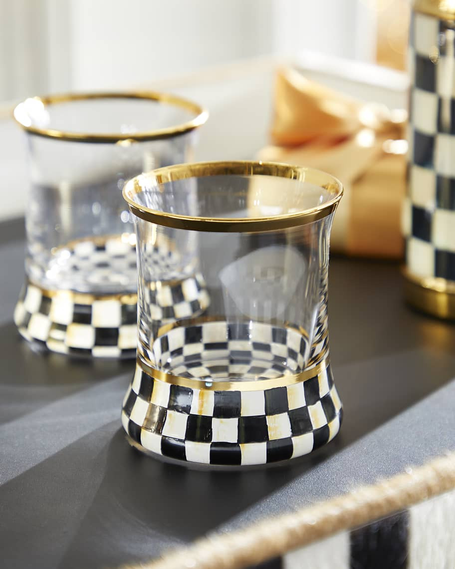 8 oz. Courtly Check Glass Tumbler, Set of 2 | Neiman Marcus
