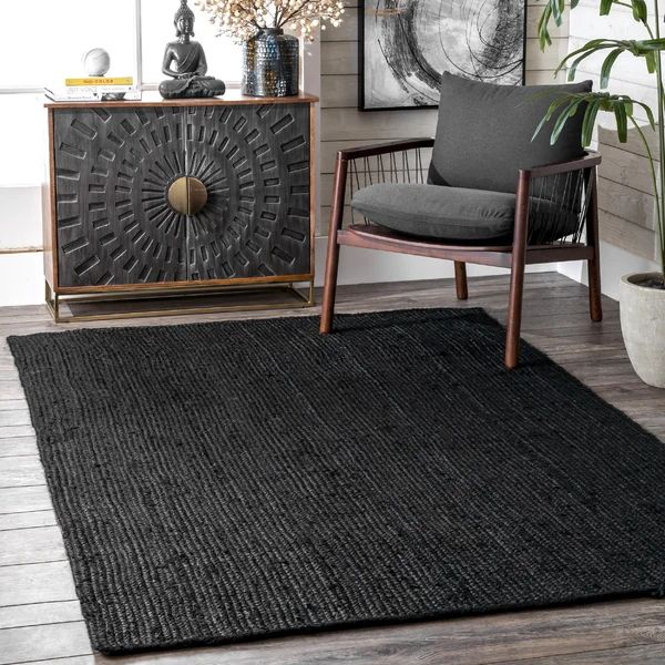 Bernyce Handmade Tufted Farmhouse Jute Black Rug | Wayfair North America