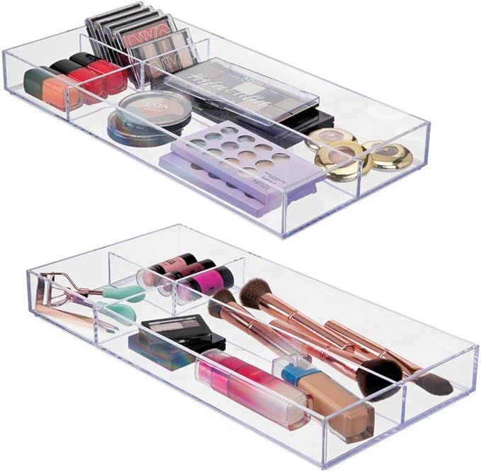 mDesign Plastic Divided Makeup Organizer Holder for Bathroom, Drawer, Vanity, Countertop Storage ... | Amazon (US)