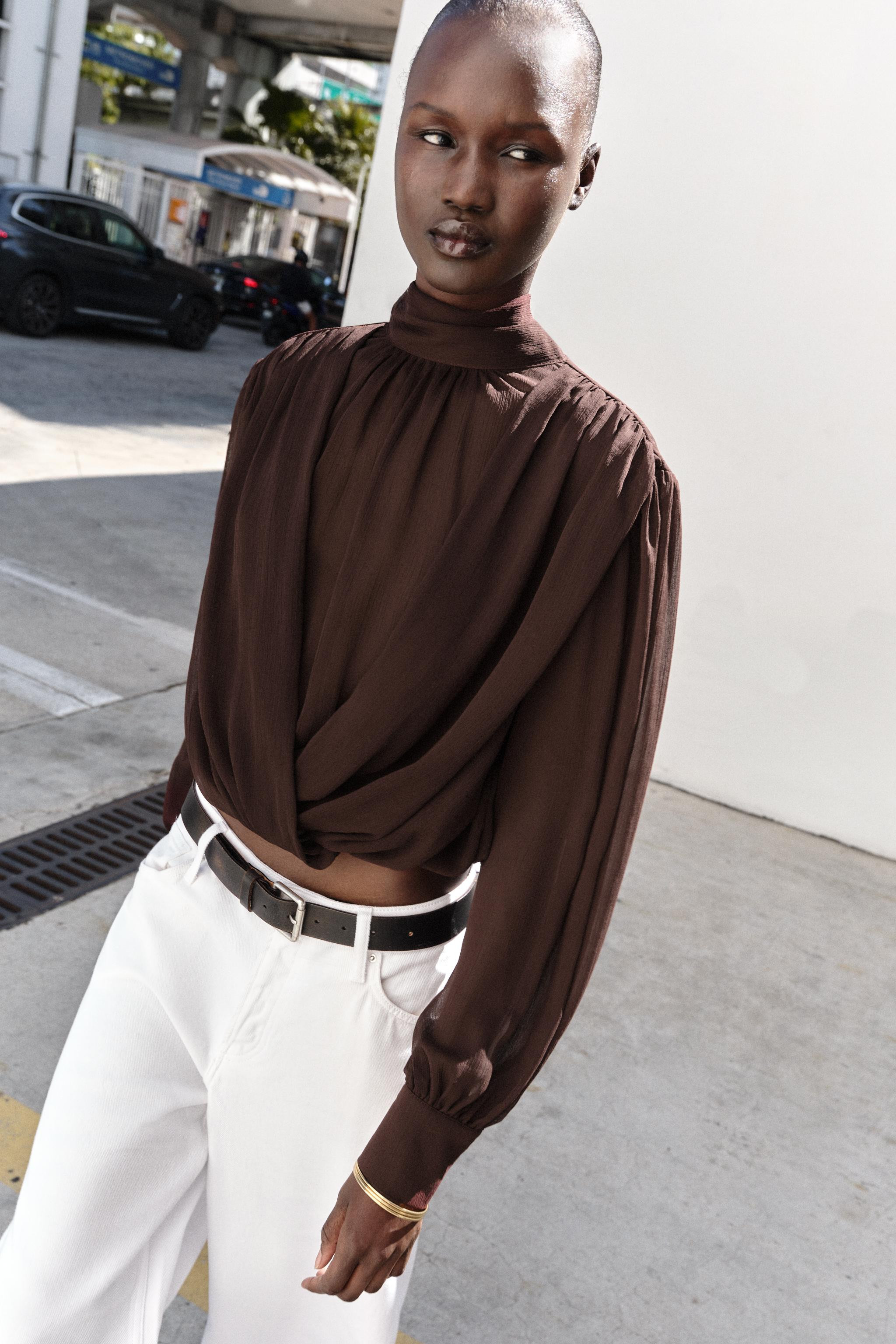 BLOUSE DRAPÉE À NŒUD | Zara US