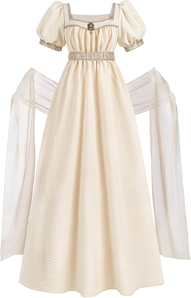 FCCAM Regency Dresses for Women Empire Waist Dress Victorian Ball Gown 1800s Regency Era Dress Re... | Amazon (US)