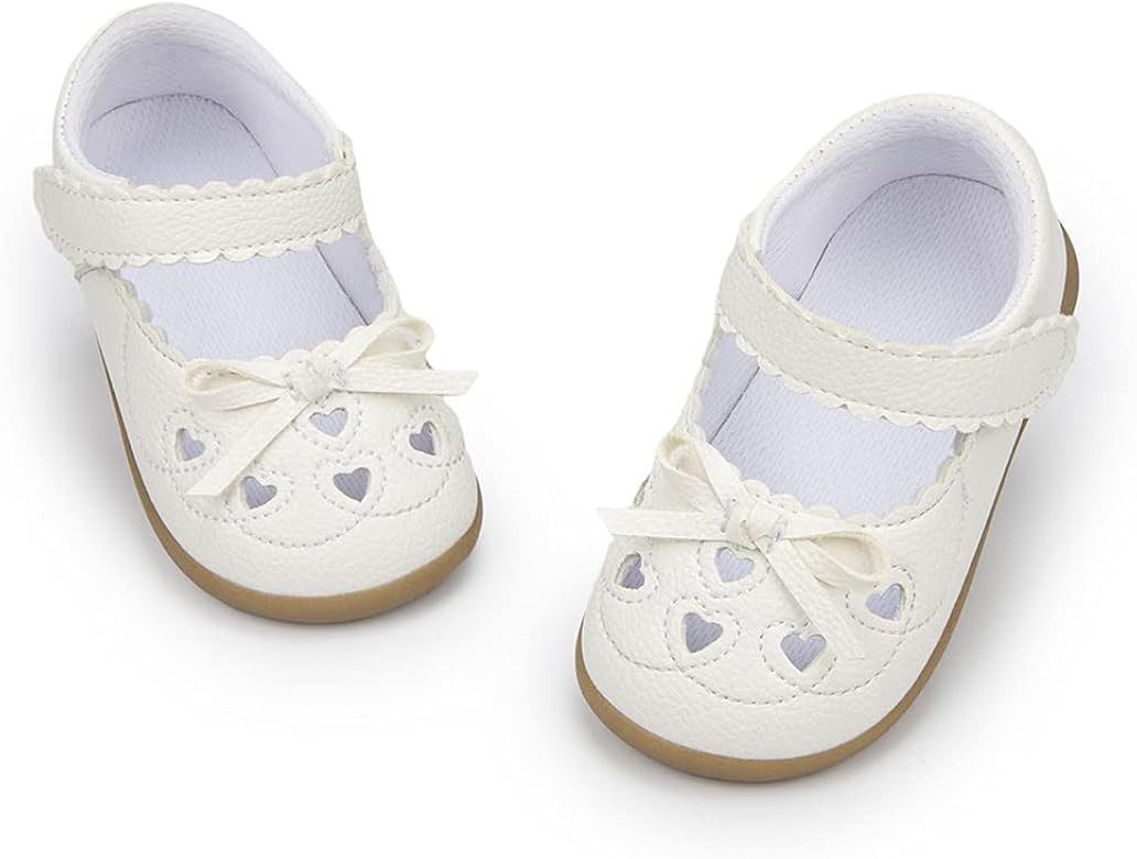 Meckior Toddler Little Girl Mary Jane Dress Shoes Ballet Flats for Girl Party School Shoes Bowknot P | Amazon (US)