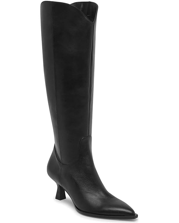 Coutgo Womens Wide Calf Knee High Boots Kitten Heel Pointed Toe Tall Boots Side Zipper Fall Winte... | Amazon (US)