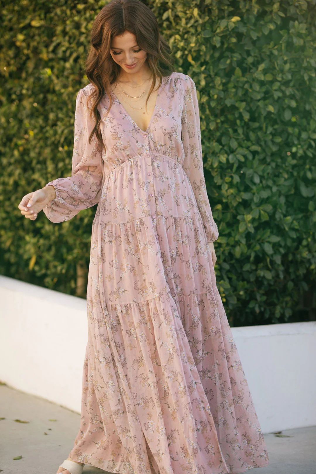 Helena Long Sleeve Floral Maxi Dress | Morning Lavender