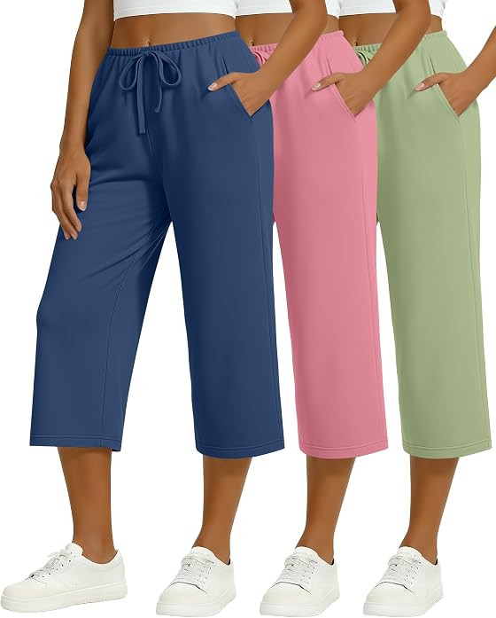 3 Pack Womens Capri Pants Lounge Yoga Pants | Amazon (US)