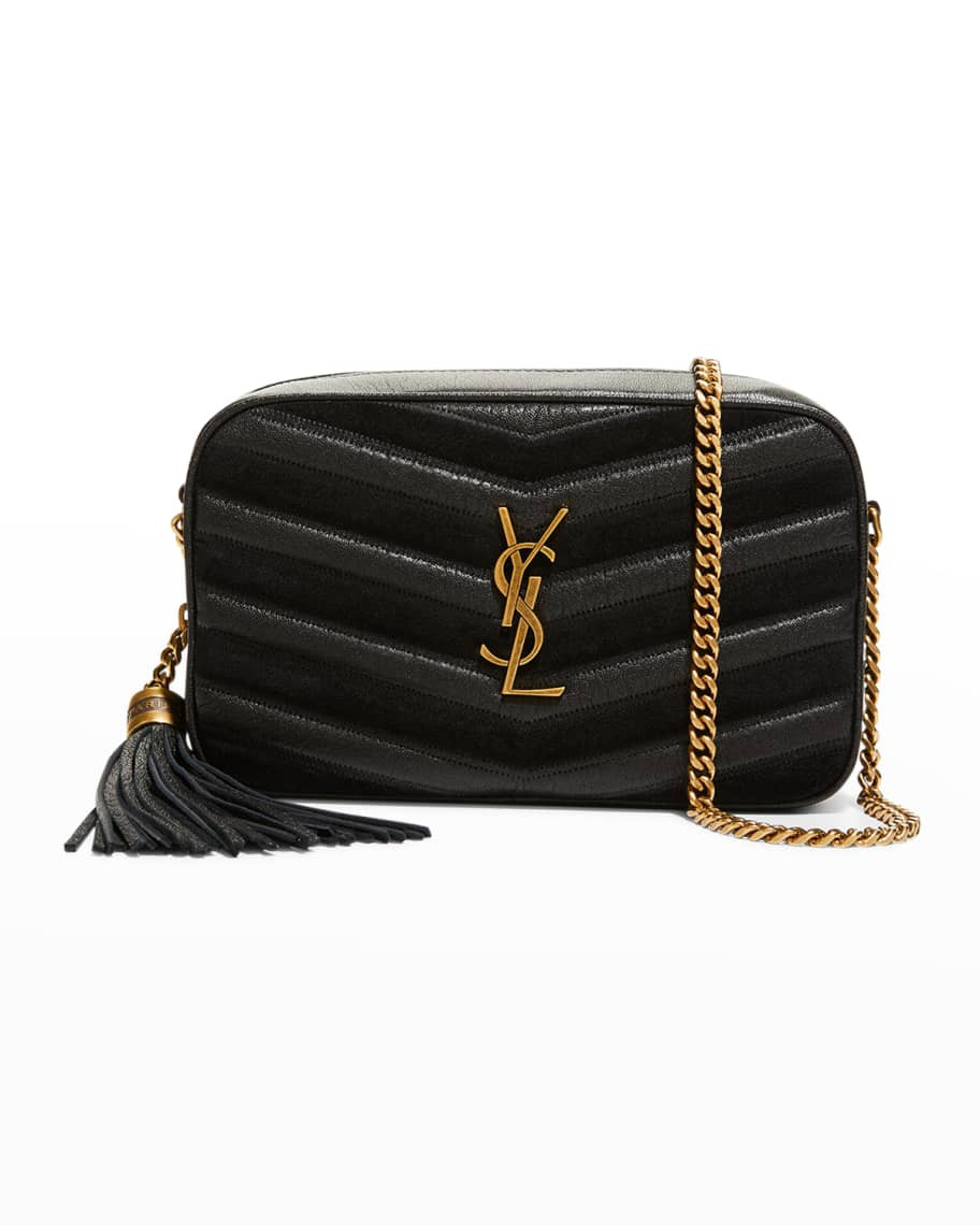 Saint Laurent Lou Mini Mixed Leather Chevron Shoulder Bag | Neiman Marcus