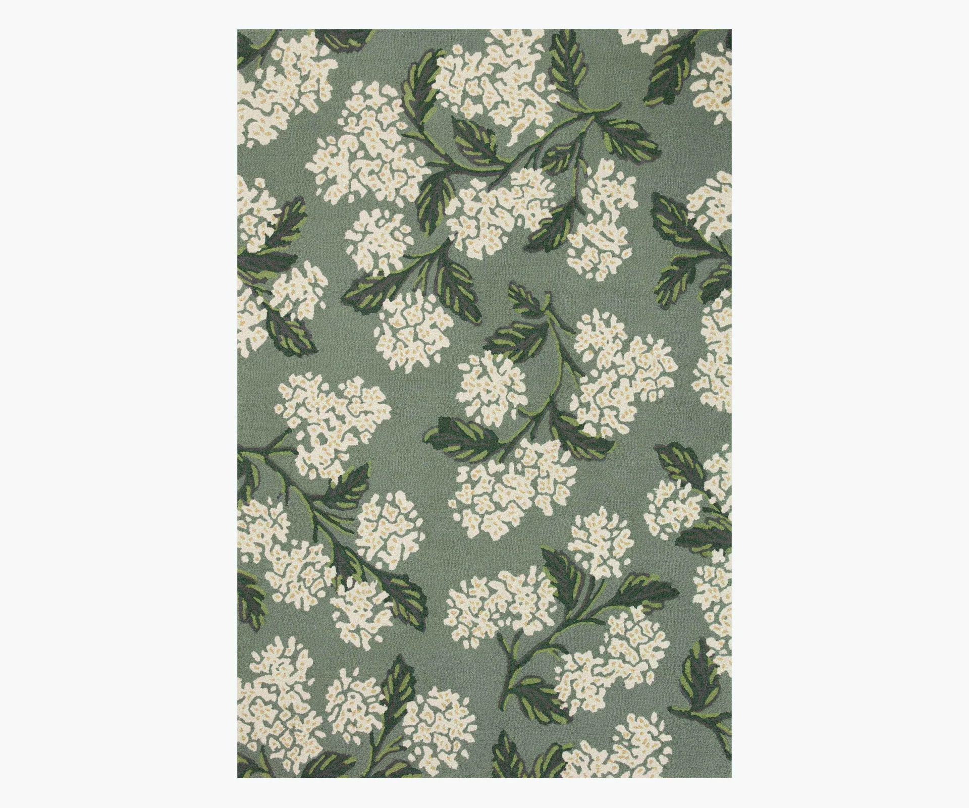 Joie Hydrangea Wool-Hooked Rug - Sage | Rifle Paper Co.