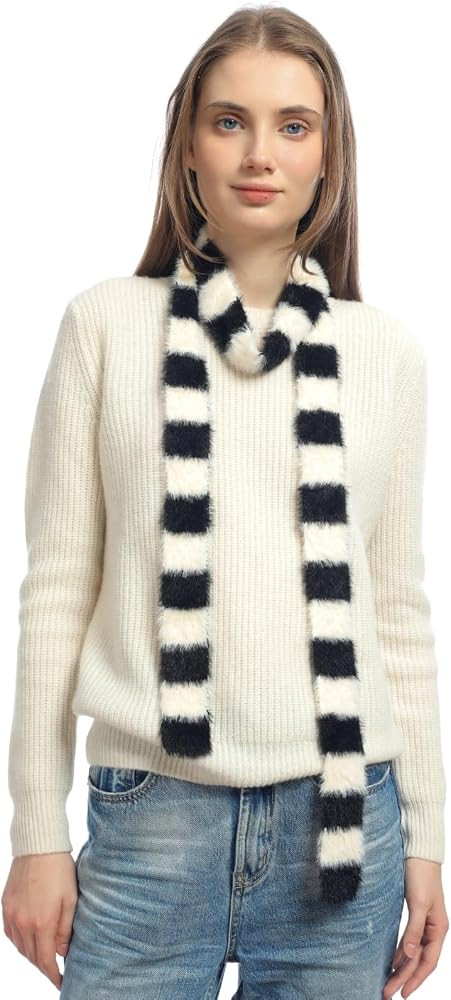 SUNDSGT Skinny Scarf Neckerchief Knit Striped Scarf for Women Fashion Cute Accessories Spring Fal... | Amazon (US)