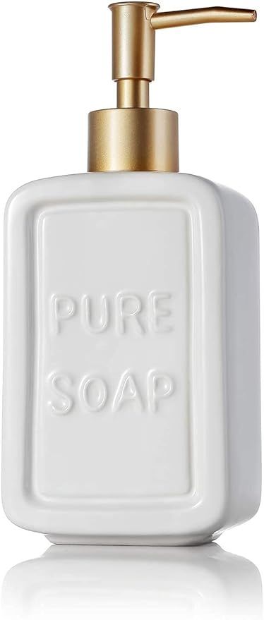 CONNYAM 16OZ Hand Soap Dispenser, Ceramic Soap Dispenser with Gold Pump for Bathroom and Kitchen,... | Amazon (US)