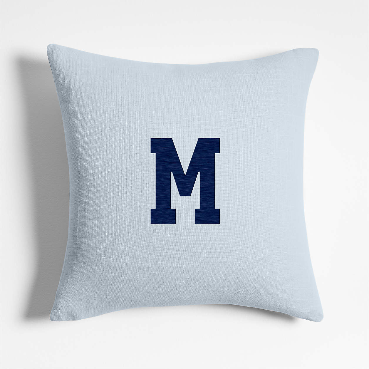 Organic Cotton Monogrammable 20"x20" Sky Blue Throw Pillow with Down-Alternative Insert + Reviews... | Crate & Barrel