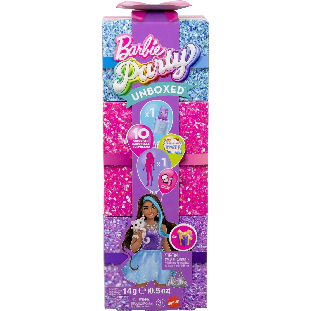 Barbie Party Unboxed Glam Party Series Purple Sparkle Doll & Accessories with 10 Surprises | Target