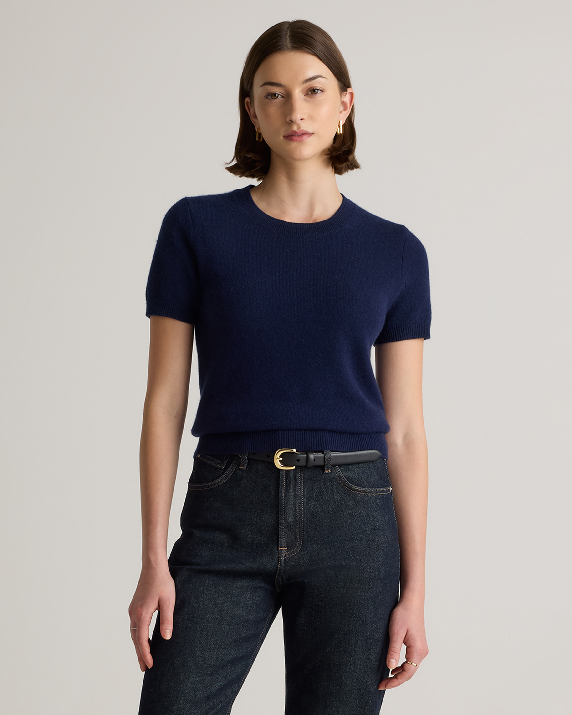 Quince | Women's Mongolian Cashmere T-Shirt in True Navy, Size Medium | Quince