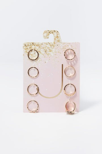 Assorted Initial Rings Set (8 Pack) | Urban Planet